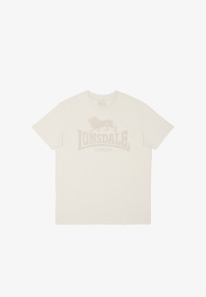 Lonsdale, LONSDALE HERREN T-SHIRT NORMALE PASSFORM LOGO - Tričko s potlačou - bone white sand
