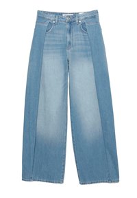 PLEATED BALLOON - Wide leg - blue denim