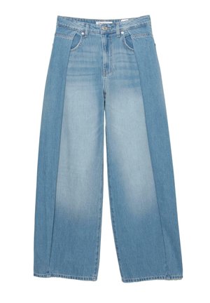 Bredde denimbukser i lyseblå, med et unikt design med to teksturerede paneler. Fem lommestil med en knaplukning.