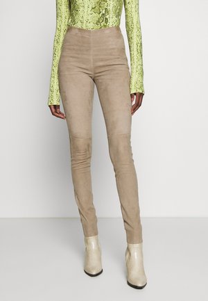 Leren broek - beige