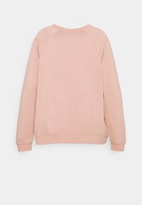 Jasnoróżowa bluza z zaokrąglonym dekoltem, rękawami raglanowymi i ściągaczami na mankietach. Miękka, teksturowana tkanina, minimalistyczny design, bez widocznego logo.