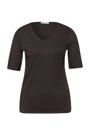 Street One, T-SHIRT IN UNIFARBE - T-paita - espresso brown