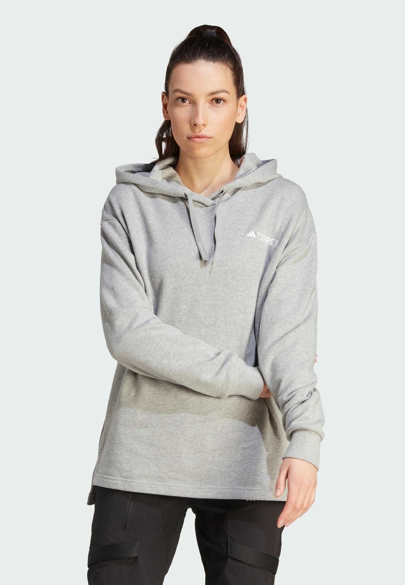 Adidas Terrex LOGO - Tröja med dragkedja - medium grey heather/grå ...