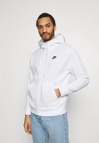 Nike Sportswear - CLUB HOODIE - Zip-up sweatshirt - white/black Thumbnail Image 1