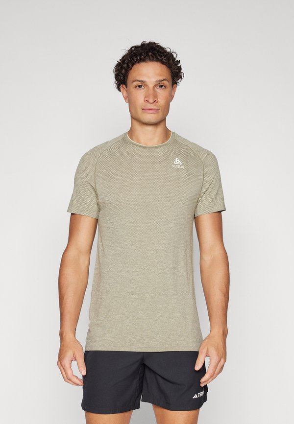 CREW NECK ESSENTIAL SEAMLESS - Sports T-shirt - vetiver melange
