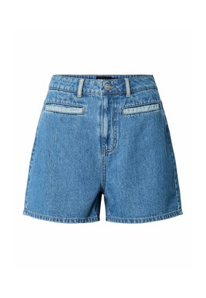 Pieces, PATCHWORK - Shorts di jeans - medium blue denim
