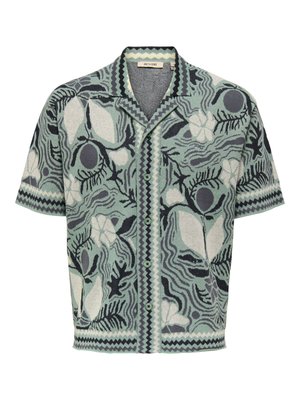 Only & Sons, KNITTED SHIRT ONSDUKE KNITTED CARDIGAN - Skjorter - iceberg green