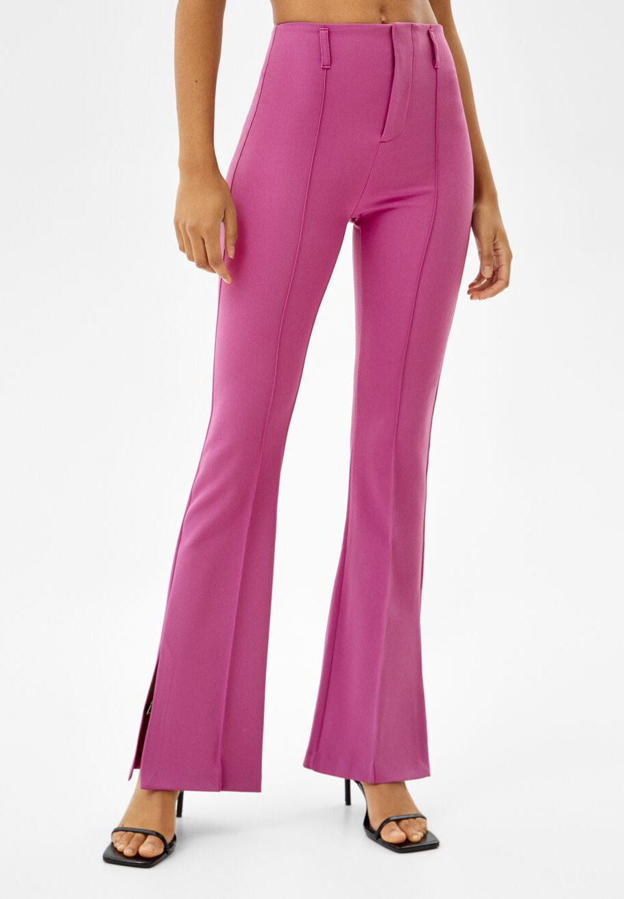 Bershka FLARE WITH SPLIT HEMS - Broek - purple/paars - Zalando.nl