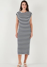 LELA REGULAR FIT - Džersio suknelė - dark blue white