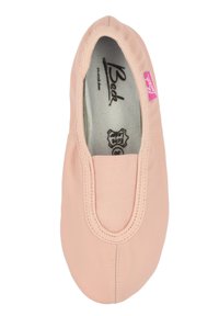 Blassrosa Ballerinas mit runder Zehenpartie, elastischem Einstieg und einem weichen Obermaterial aus Stoff. Mit einem Logoschild an der Seite.