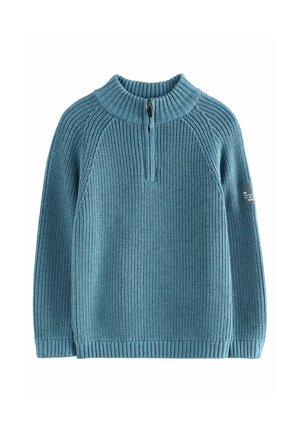 REGULAR FIT - UTILITY ZIP NECK - Strickpullover - blue