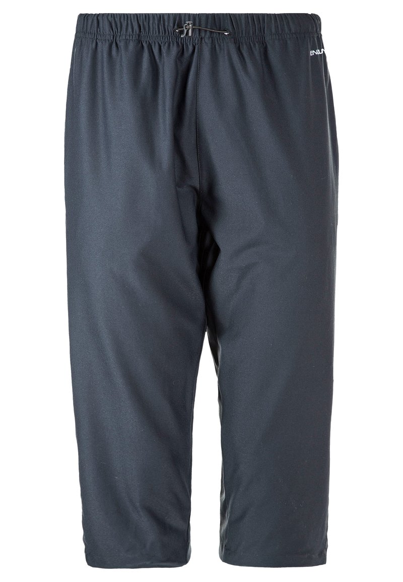 Svarta träningsbyxor med elastisk midja och justerbar snörning, som har ett mjukt, lättviktigt material och en avslappnad passform.