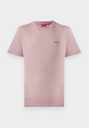 Light pink cotton T-shirt with a crew neckline and short sleeves. Features a small black "HUGO" logo on the chest. Smooth texture.