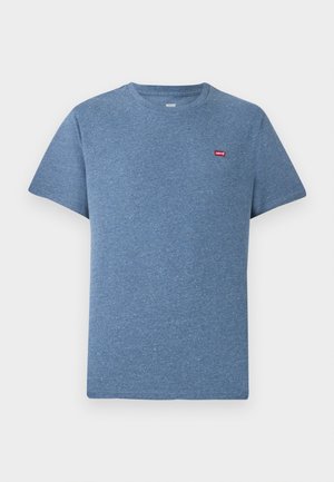 Blåmelert kortermet t-skjorte med rund hals og liten rød Levi's-logo på venstre bryst.