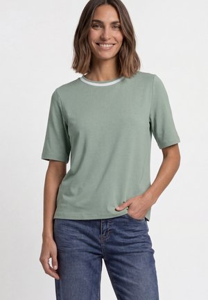Street One, T-SHIRT WITH A CREW NECK AND CONTRASTING DETAILS - T-shirt basic - eucalyptus green