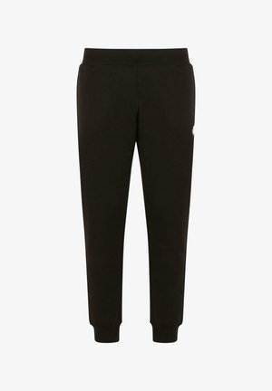 Pantaloni della tuta neri in cotone morbido e elasticizzato, con vestibilità comoda, vita elastica e caviglie affusolate. Presentano un piccolo logo sul lato.