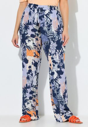 Ulla Popken FLORALER DRUCK WEITES BEIN ELASTIKBUND - Bukser - ink blue