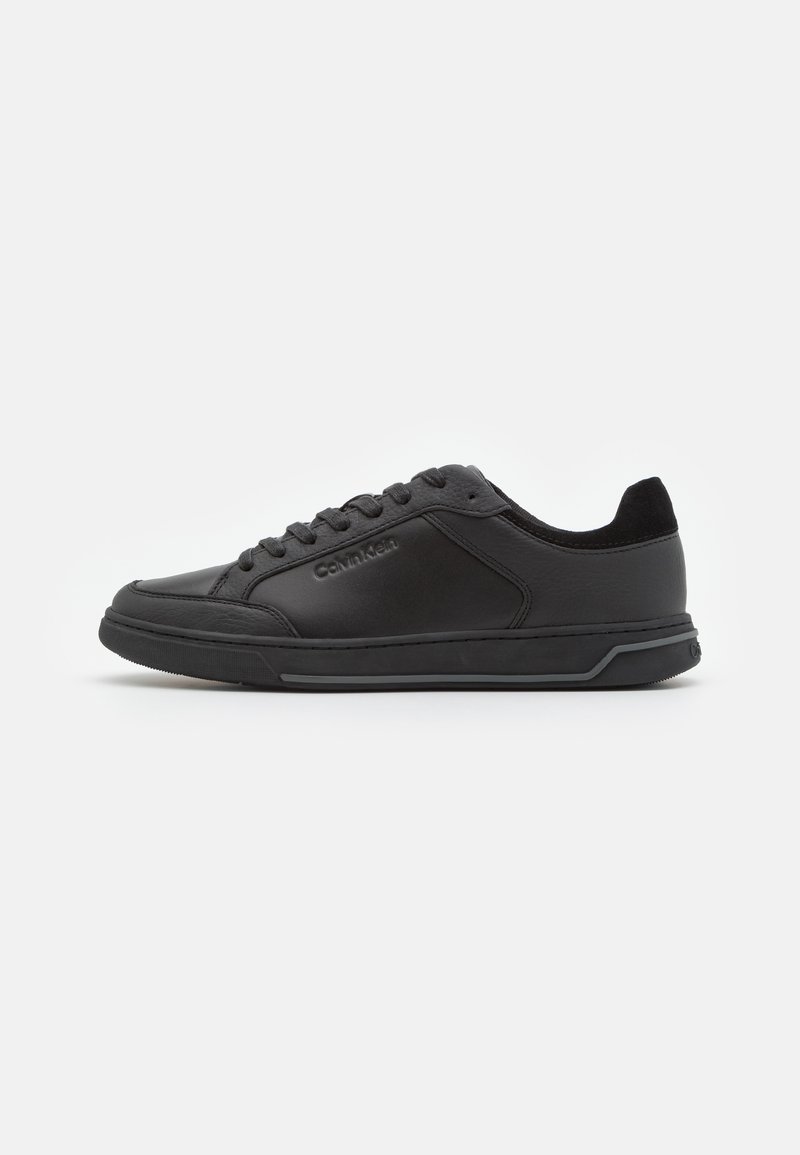 triple black leather trainers