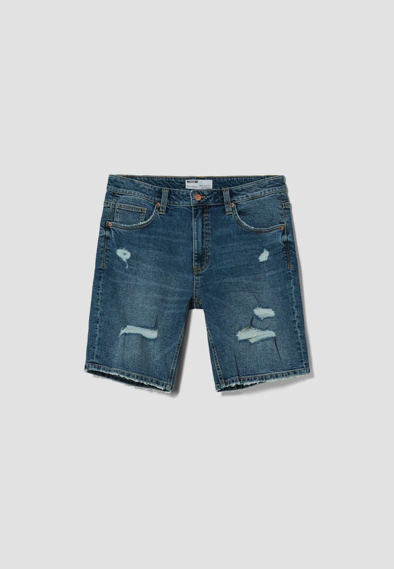 Herren Skinny Fit | Bershka BERMUDA WITH RIPS Jeans Shorts dark blue/dunkelblau - KK41503 Herren Skinny Fit | Bershka BERMUDA WITH RIPS Jeans Shorts dark blue/dunkelblau - KK41503