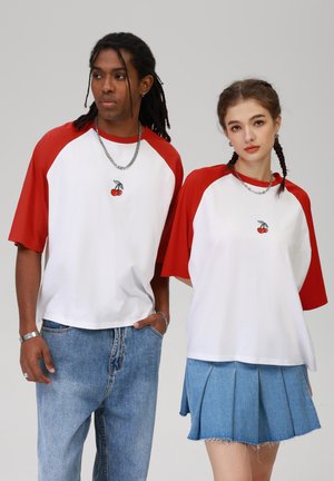 UNISEX - Print T-shirt - white/red