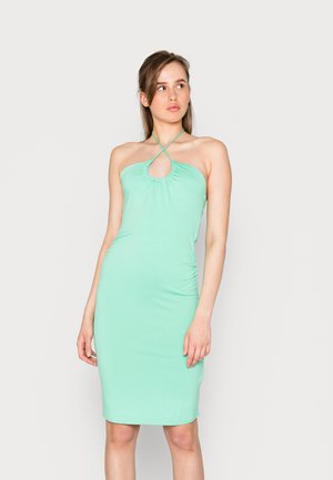 THIN TIE HALTERNECK MIDI DRESS - Vestido de malha - green