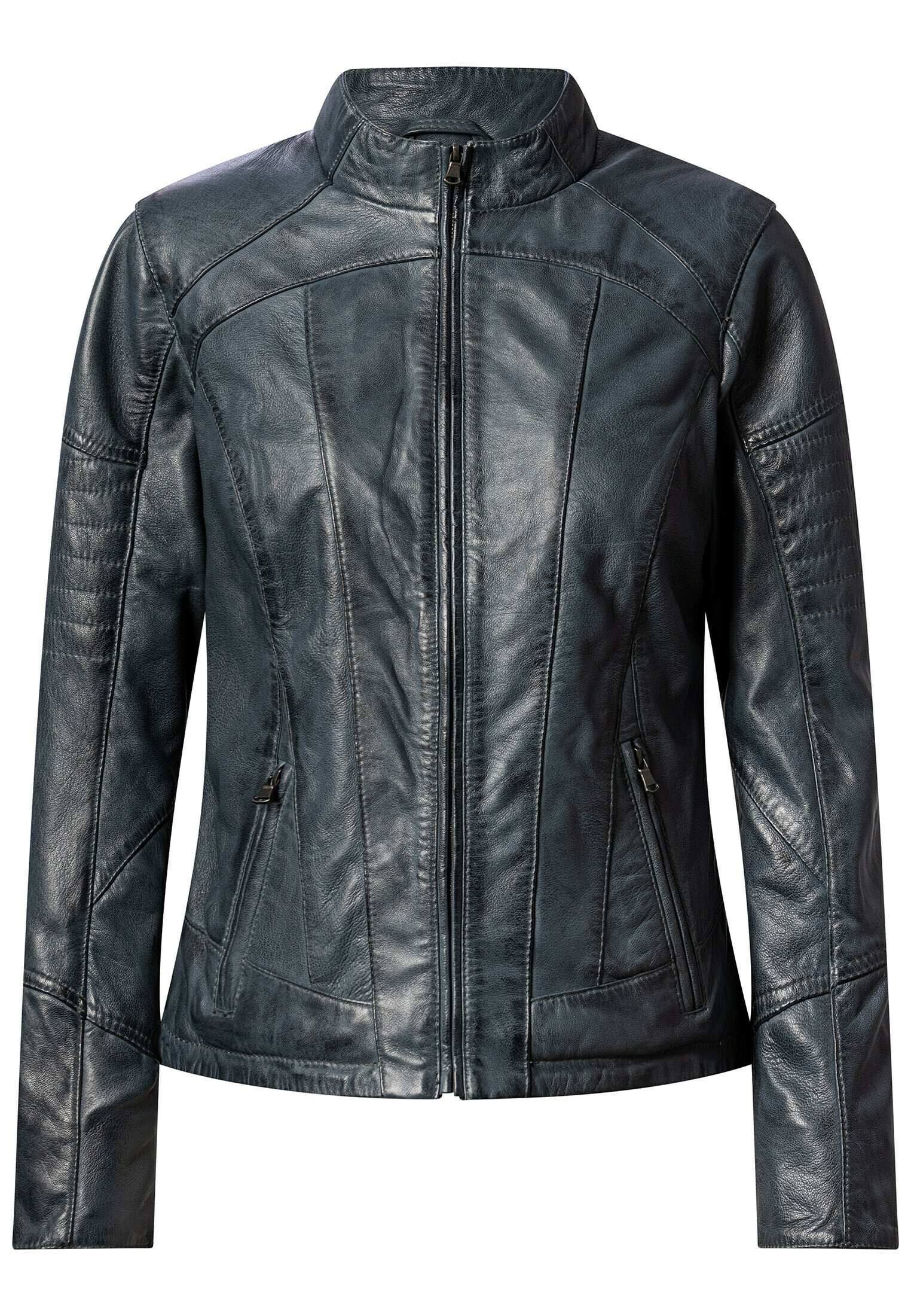 NO N4ME Lederjacke blau grau/blau Zalando