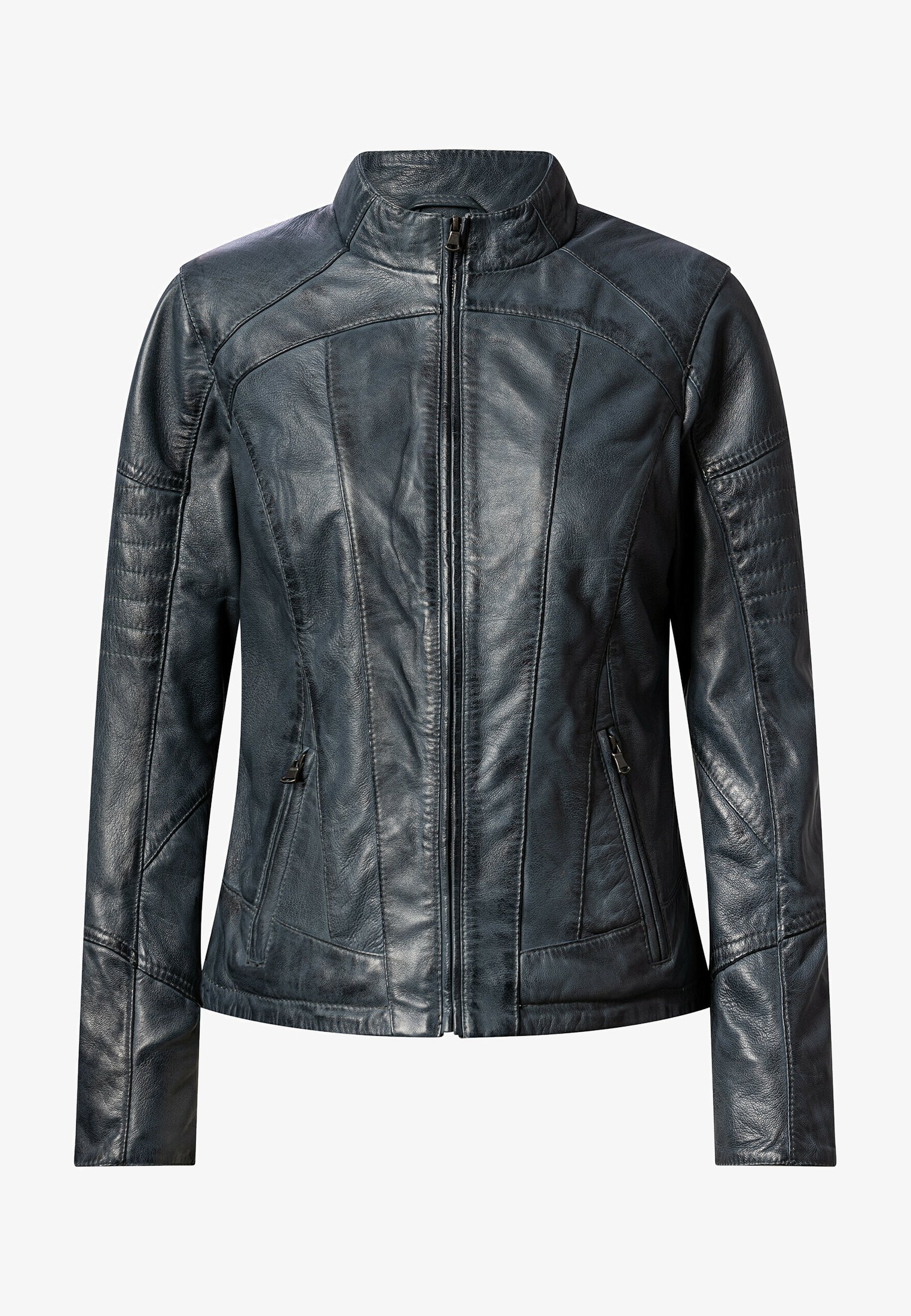 NO N4ME Lederjacke blau grau/blau Zalando - Main Image