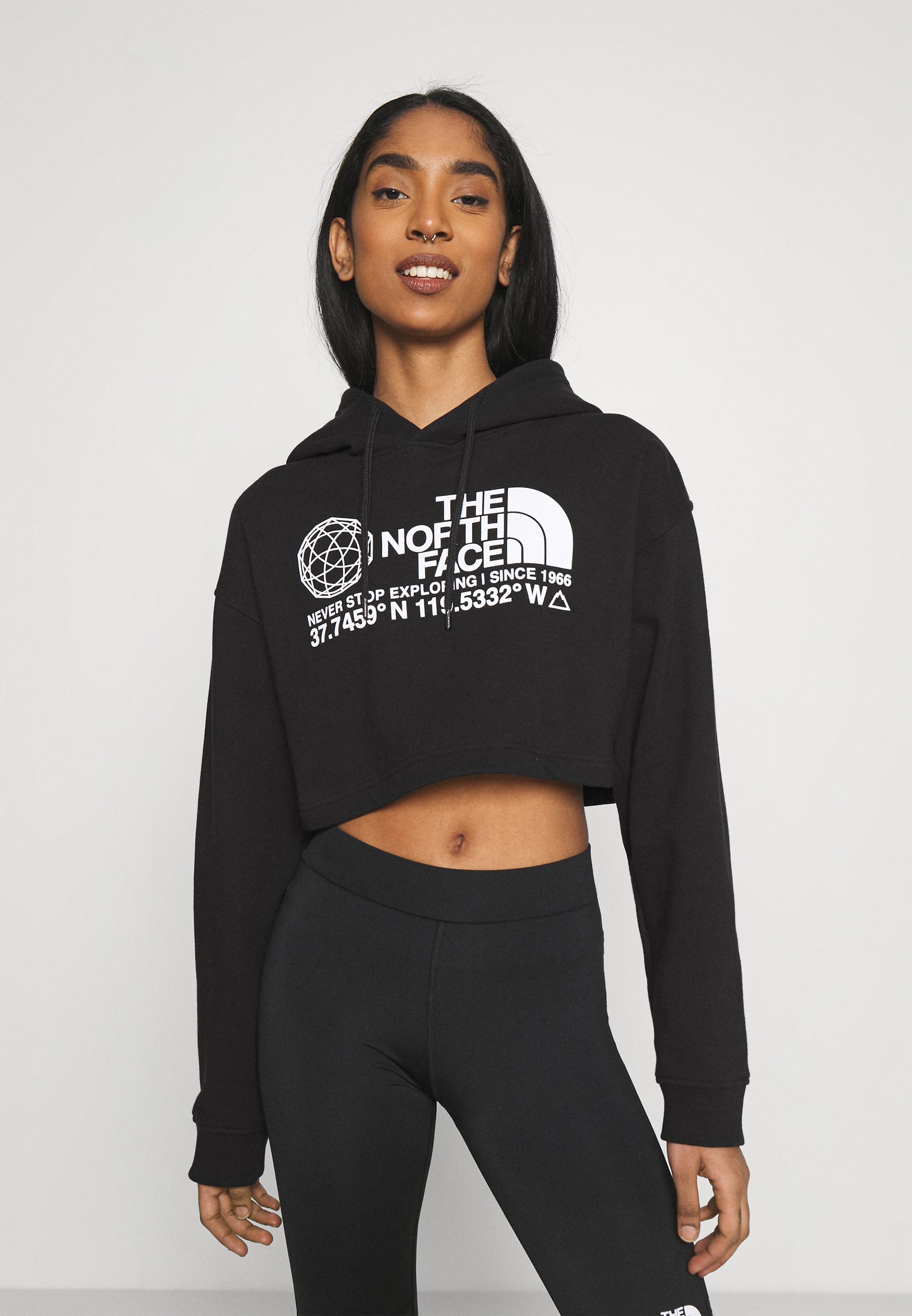 The North Face COORDINATES CROP DROP HOODIE - Sweatshirt - black -  Zalando.co.uk