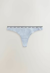 String en coton bleu clair avec une ceinture élastique blanche répétant le texte noir "NEXT" sur un fond uni.