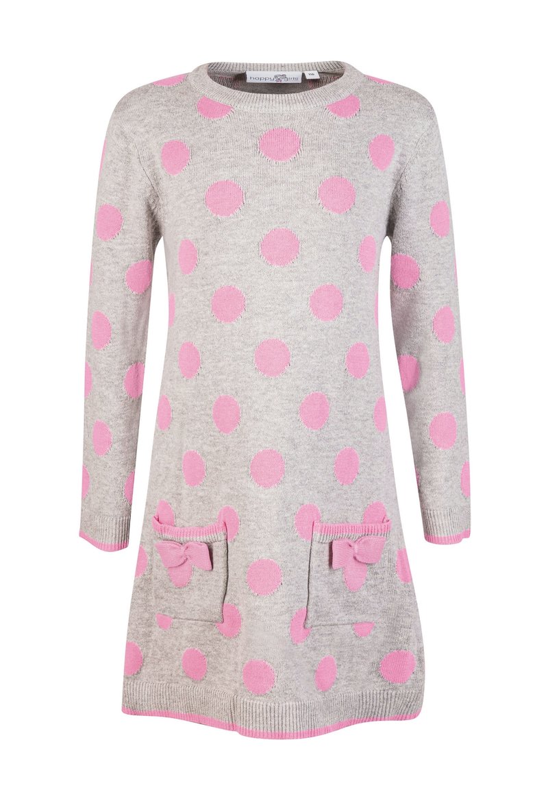 happy girls Stickad klänning - grey/light pink