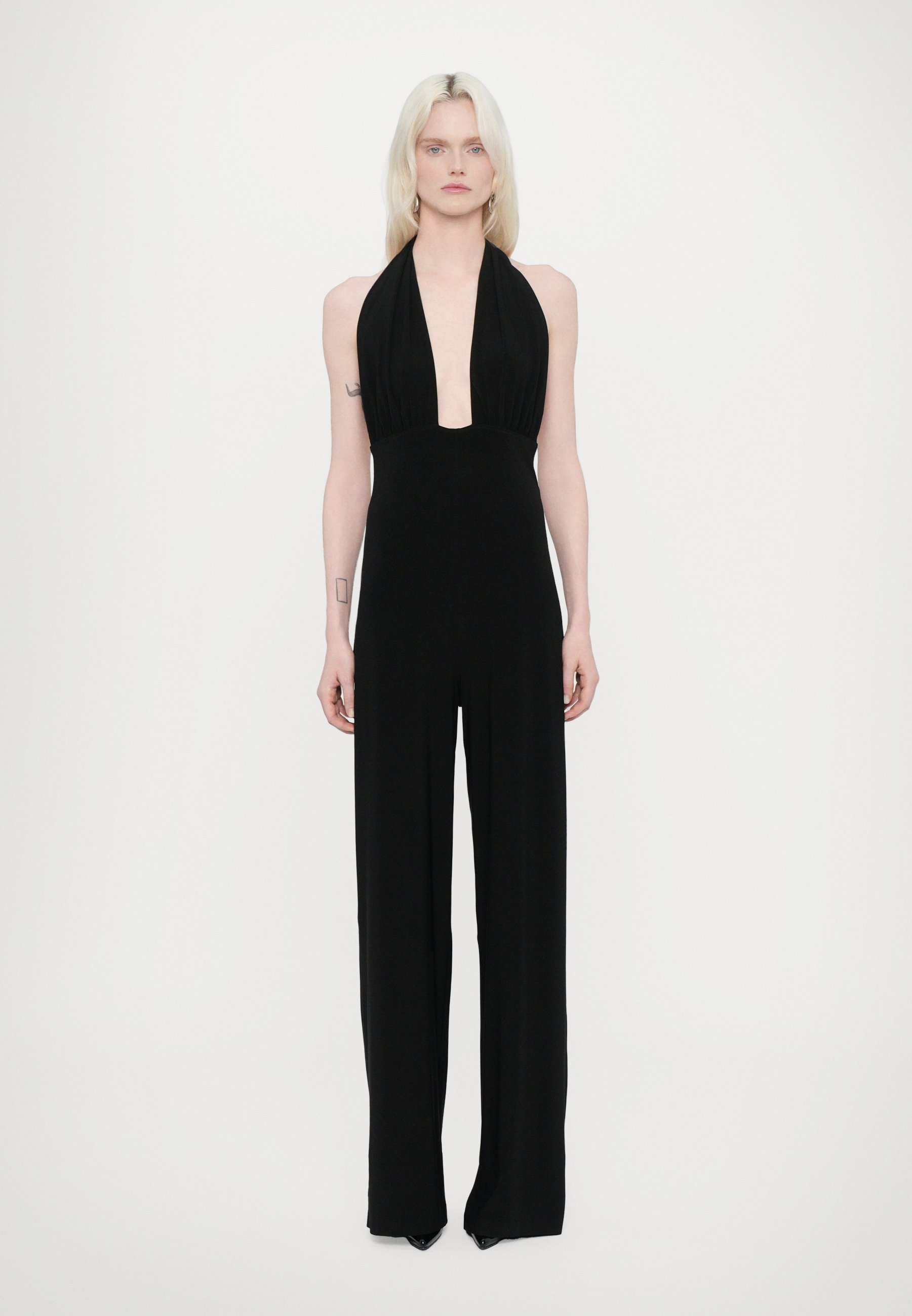Norma Kamali CROSS HALTER STRAIGHT LEG - Jumpsuit - black