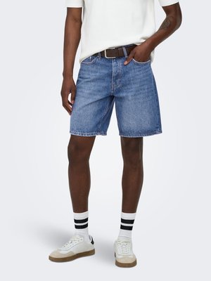 Only & Sons ONSEDGE GESCHNITTEN - Lühikesed teksad - dark blue denim