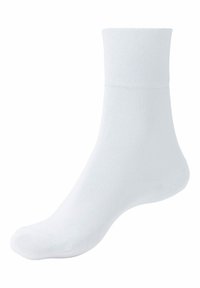 White ankle sock made of ribbed fabric with a soft texture, featuring a reinforced toe and elasticated cuff. Suitable for casual wear.
