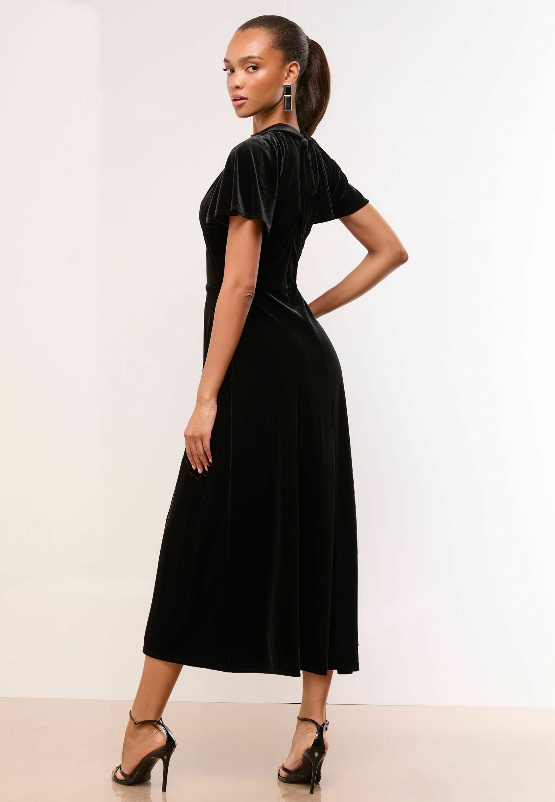 Lipsy REGULAR FIT - SHORT SLEEVE KEYHOLE MIDI - Day dress - black