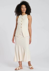 South Beach PLAIN BLEND LONGLINE BUTTON - Blouse - beige
