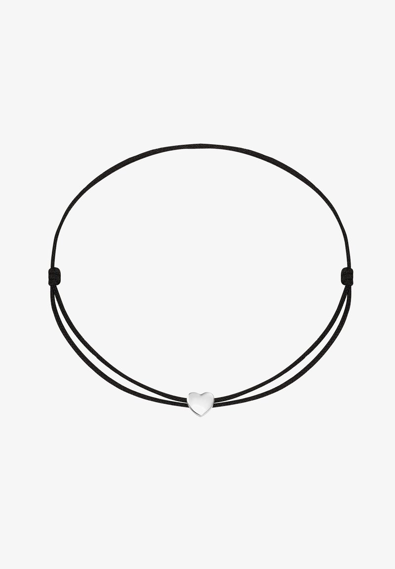 Mustra mustra köis koos kahe niidiga, mille keskel on hõbe südame pendel. Pendel on sile ja poleeritud viimistlusega.