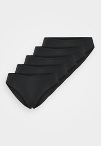 Set di biancheria intima in cotone nero composto da cinque paia, con una texture liscia, design a vita media e bordi senza cuciture per il massimo comfort.
