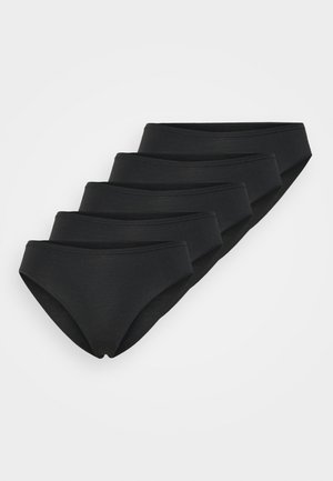 Ensemble de sous-vêtements en coton noir comprenant cinq paires avec une texture lisse, un design à taille mi-haute et des bords sans couture pour un confort optimal.