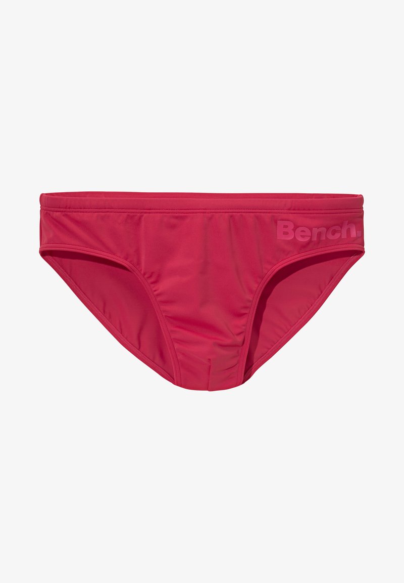 Rosa Bikini-Unterteil aus glattem, dehnbarem Stoff. Verfügt über ein Logo am Bund und ein klassisches, niedrig sitzendes Design.