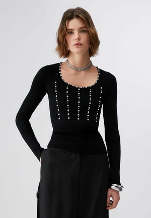 WITH JEWEL EMBROIDERY - Maglione - black
