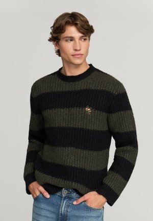 MAGLIONE A RIGHE CON STRAPPI - Maglione - var nero