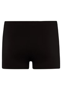 Černé boxerky vyrobené z měkké látky, s hladkým povrchem a elastickým pasem, jednoduchého, nezdobeného designu.