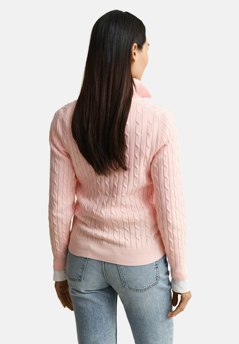GANT STRETCH CABLE HALF-ZIP - Svetr - apricot pink
