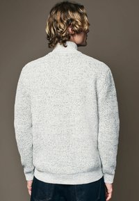 Next ZIP NECK FIT - REGULAR FIT CHENILLE TEXTURE QUARTER ZIP - Stickad tröja - ecru white