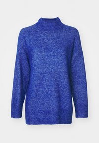 Maglione a dolcevita blu realizzato in un materiale a maglia testurizzato, con una vestibilità rilassata e polsini e orlo a costine.