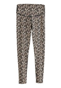 Svarta leggings med blommönster i rosa och vitt. Hög midja med en jämn yta. Tajt design som smalnar av ned mot vristen.