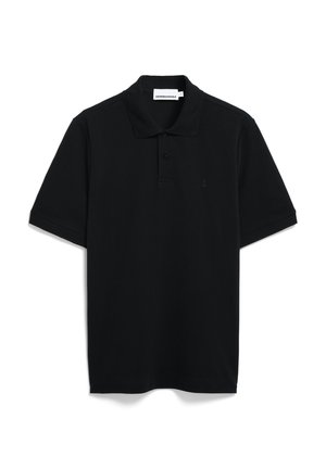 Zwart polo shirt van katoenmix, met een klassieke kraag, korte mouwen en een klein logo op de borst.