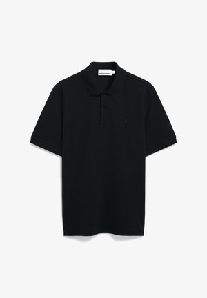 Zwart polo shirt van katoenmix, met een klassieke kraag, korte mouwen en een klein logo op de borst.