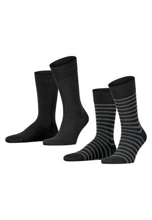 FINE STRIPE 2-PACK WITH PATTERN - Chaussettes - black