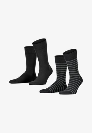 FINE STRIPE 2-PACK WITH PATTERN - Socken - black